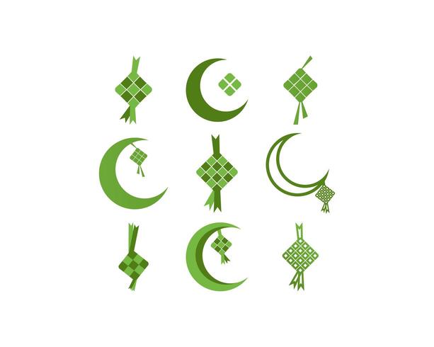 Conjunto de iconos de Ketupat eid al fitr ramadan vector