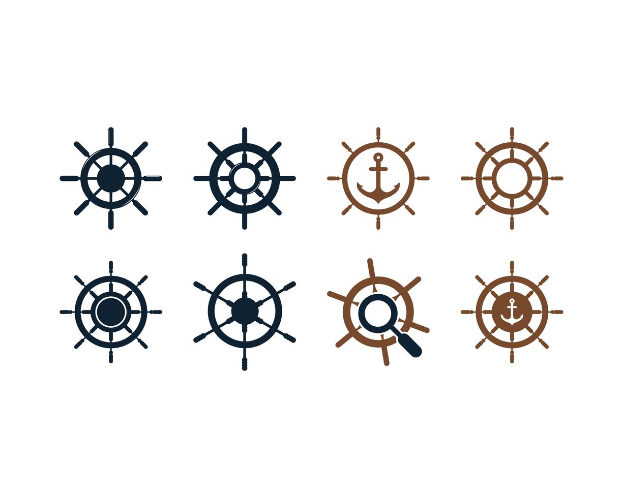 Ship wheel icon set 680468 Vector Art at Vecteezy