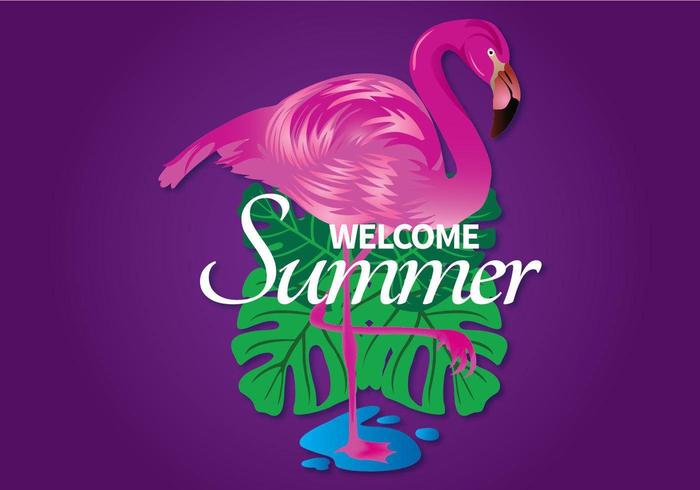 Download Welcome Summer Image with Flamingo and Leaves - Download ...