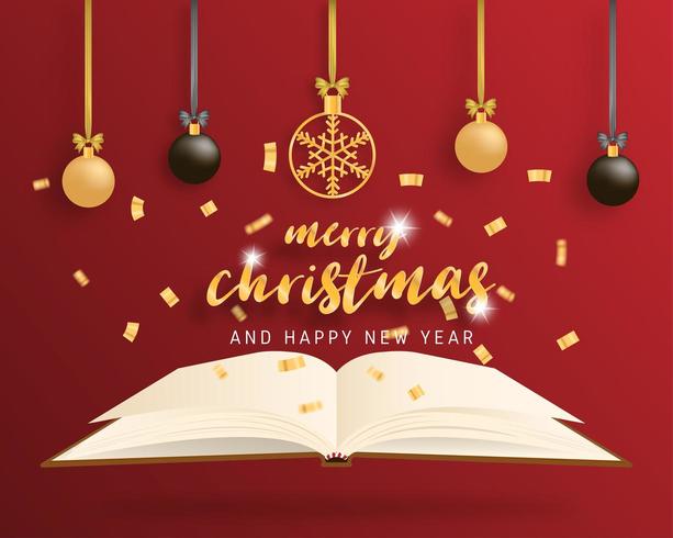 Merry Christmas and Happy new year greeting card  vector