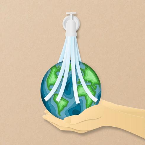 Earth day  concept in paper cut style vector