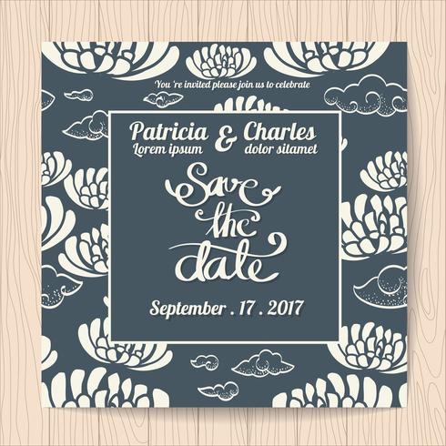 Tarjeta de invitación de boda en estilo japonés vector