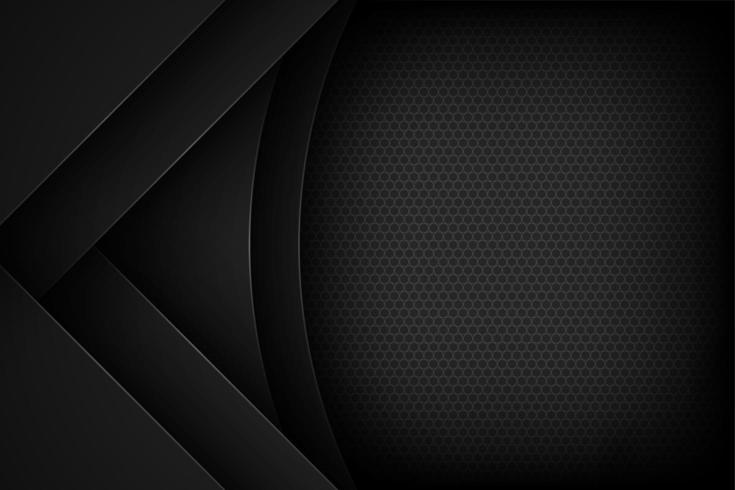 Black abstract round and angled cut paper background  vector