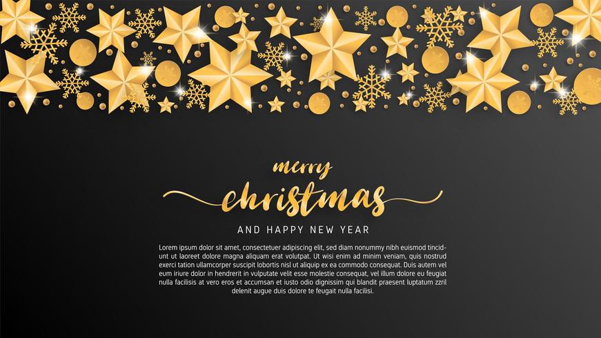 Merry Christmas card in paper cut style background vector