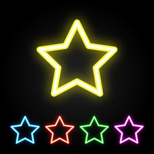 Colorful neon star set vector