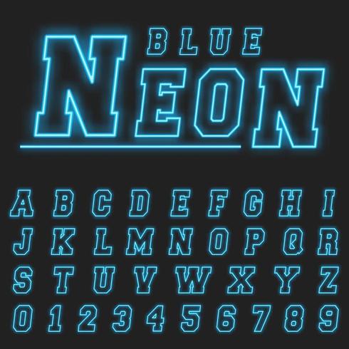 Neon alphabet font template vector