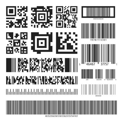 Barcode and QR code set vector