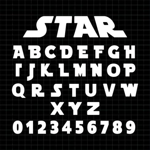 Star Alphabet font template vector