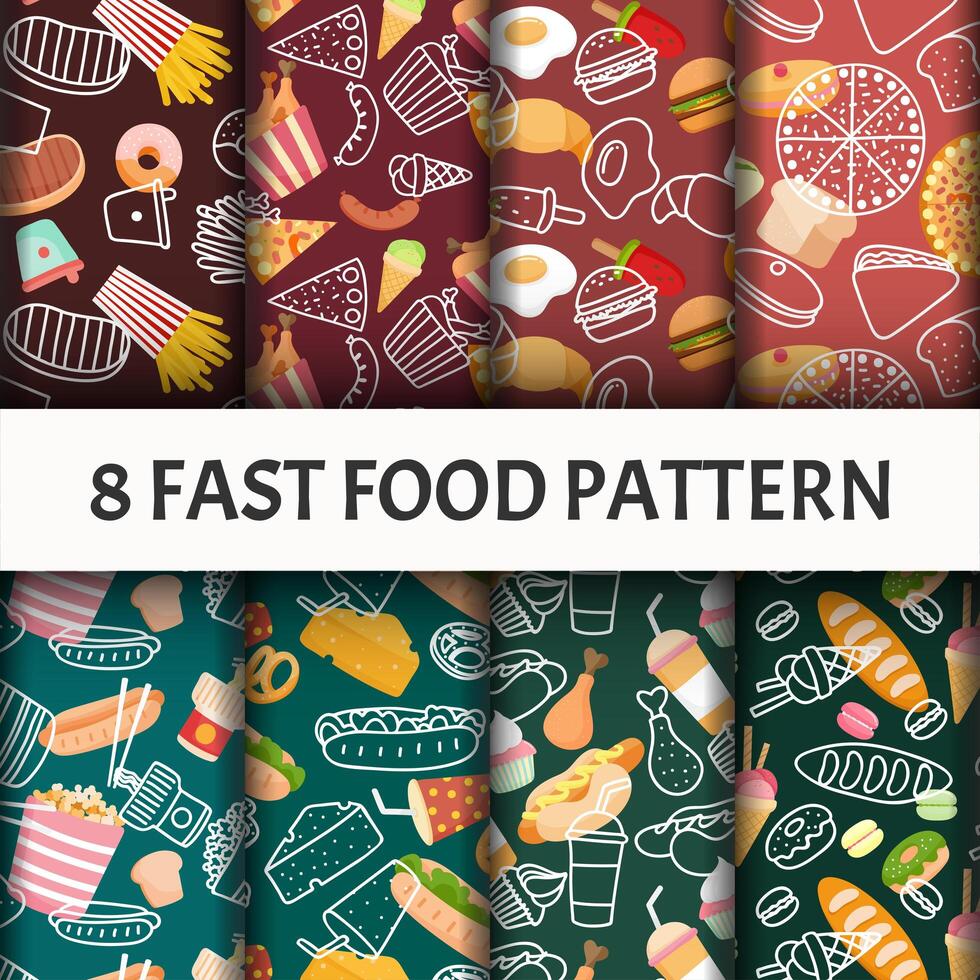 Fast food pattern set. vector