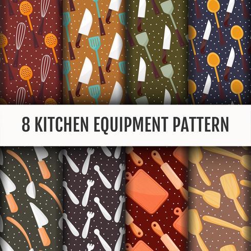 Seamless Kitchen tools pattern set vector