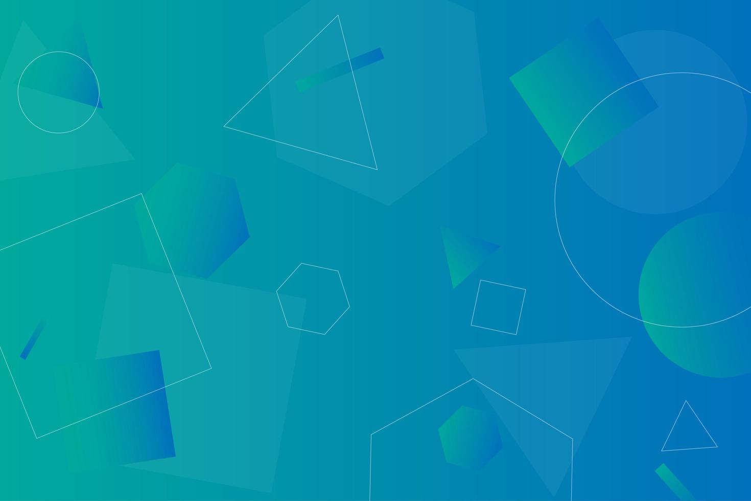 Blue green gradient retro geometric shapes  vector