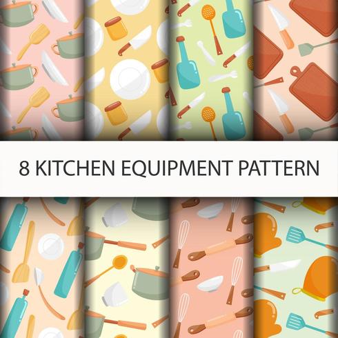 Seamless Kitchen tools pattern set vector