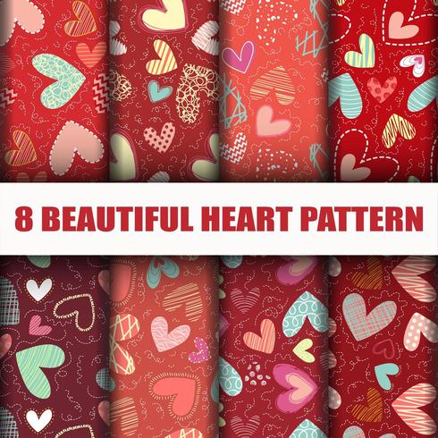 seamless Heart collection pattern set. vector