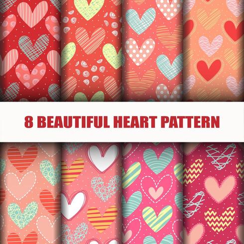 Seamless Heart collection pattern set vector