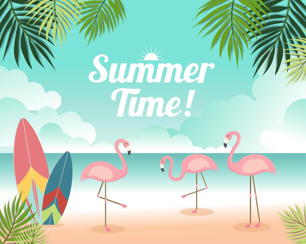 Beautiful Summer banner and poster beach card vector
