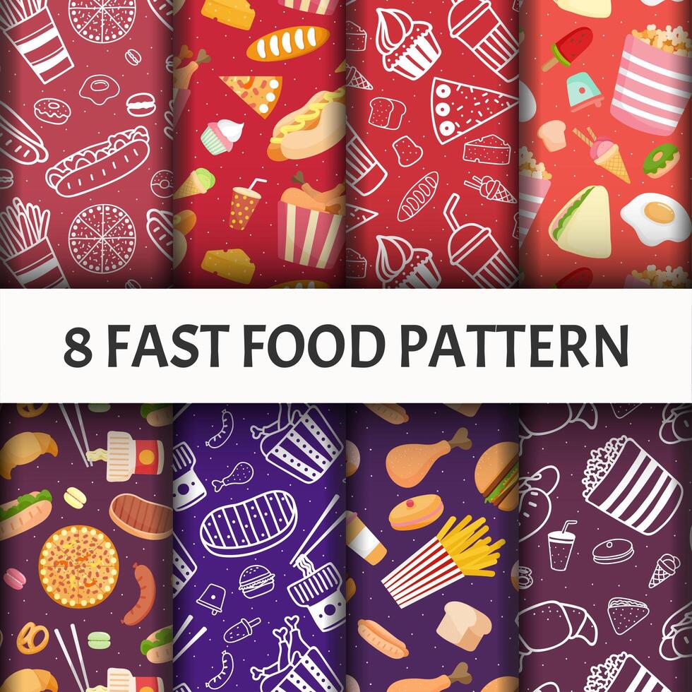 Fast food pattern set. vector