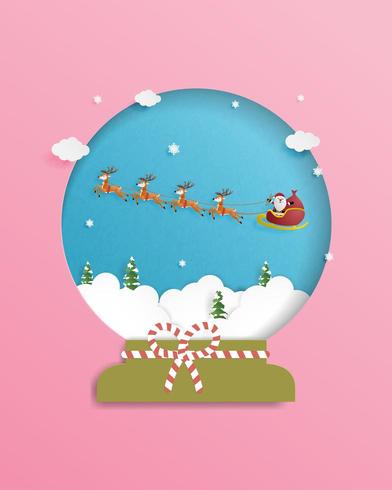Santa Claus in sleigh and reindeer vector