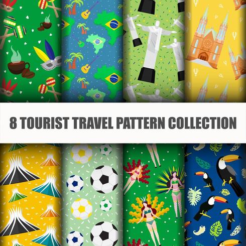 Set of Travel the World Seamless Pattern vector