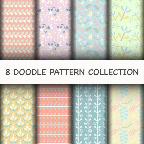 Doodle Pattern set with flower vector