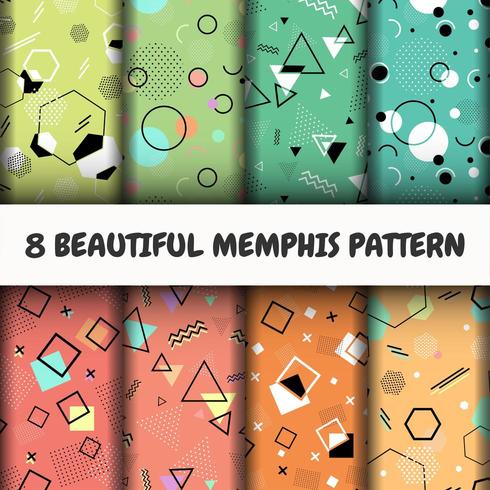 Seamless Memphis pattern set vector