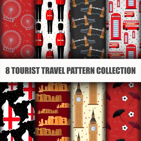 Conjunto de patrones sin fisuras de viajar el mundo Londres vector