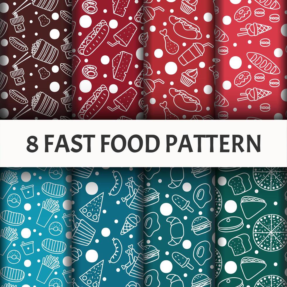 Fast food pattern set. vector
