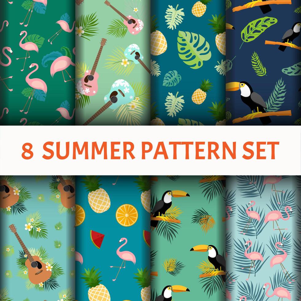 Summer vibes Pattern set vector