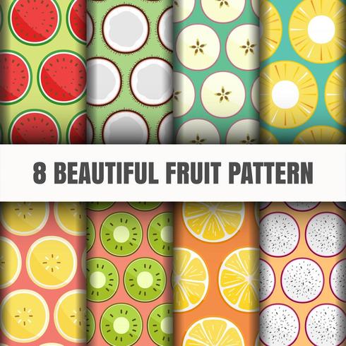 Conjunto de patrones de fruta sin costuras vector