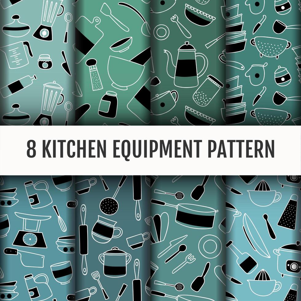 Kitchen tools pattern set. vector