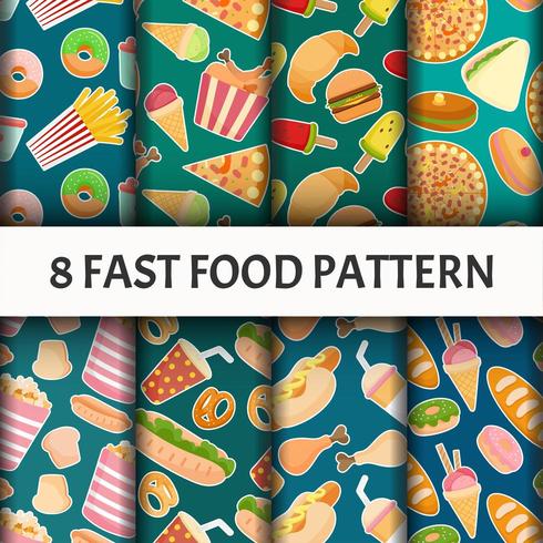 Seamless Fast food pattern super set vector