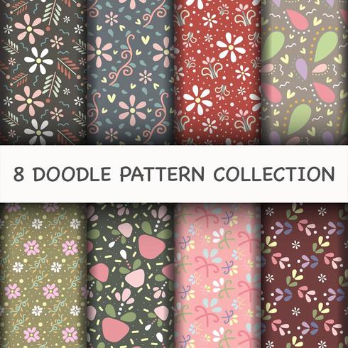 Doodle Pattern set with flower vector