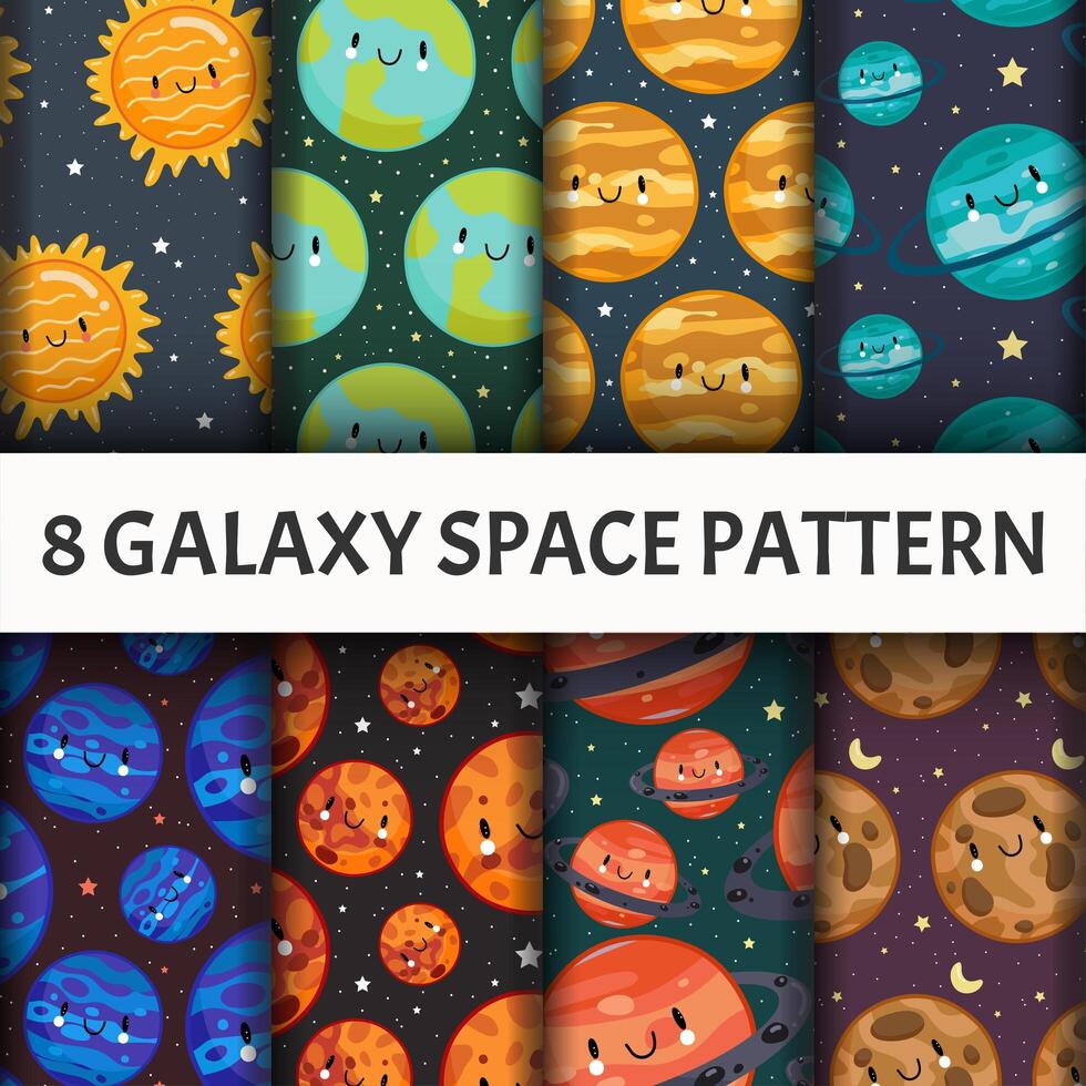 Galaxy pattern set vector