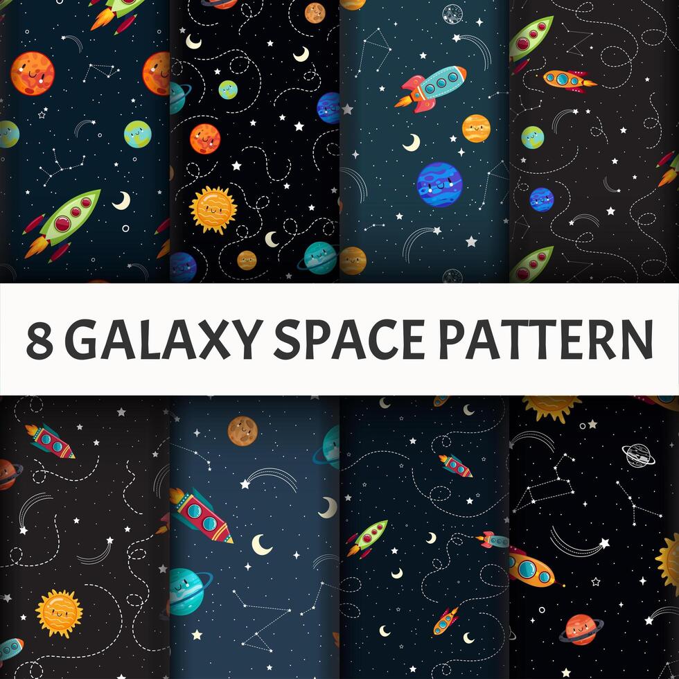 Seamless Galaxy pattern set vector