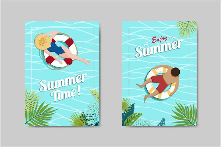 Hermoso conjunto de tarjeta de letras Summer Card vector