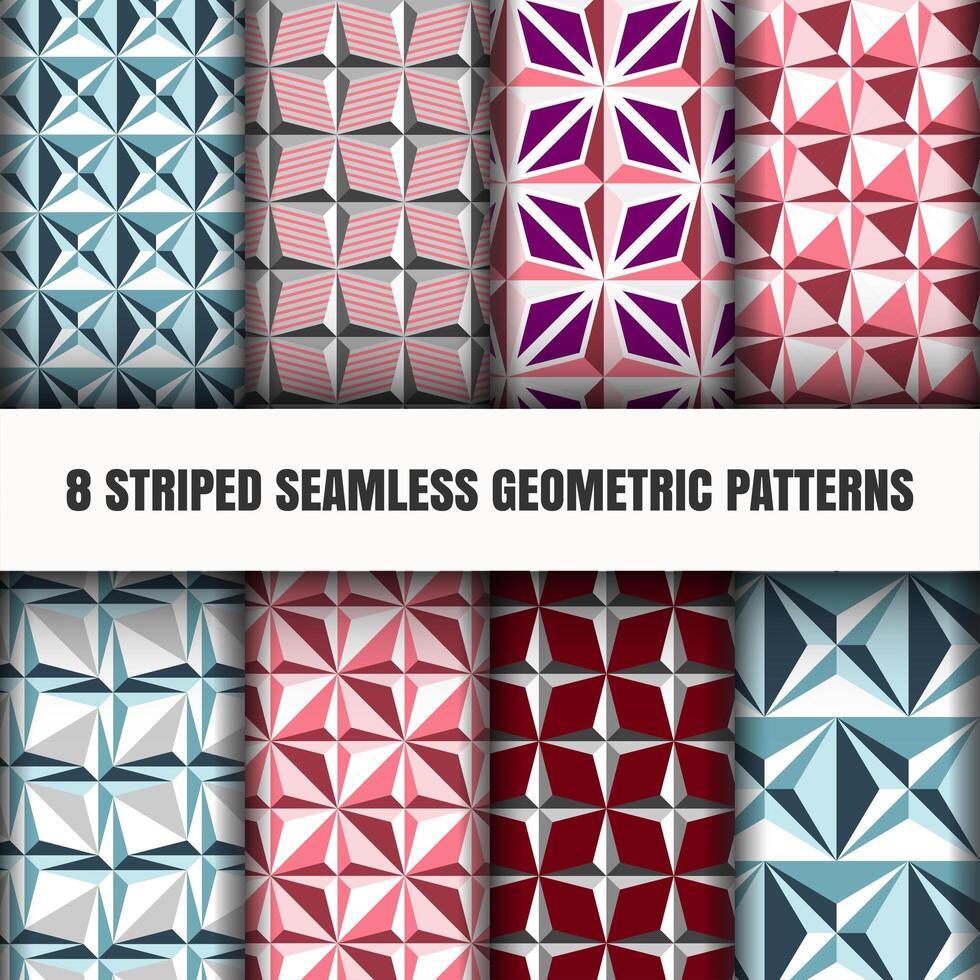 Set of striped seamless geometric patterns vector