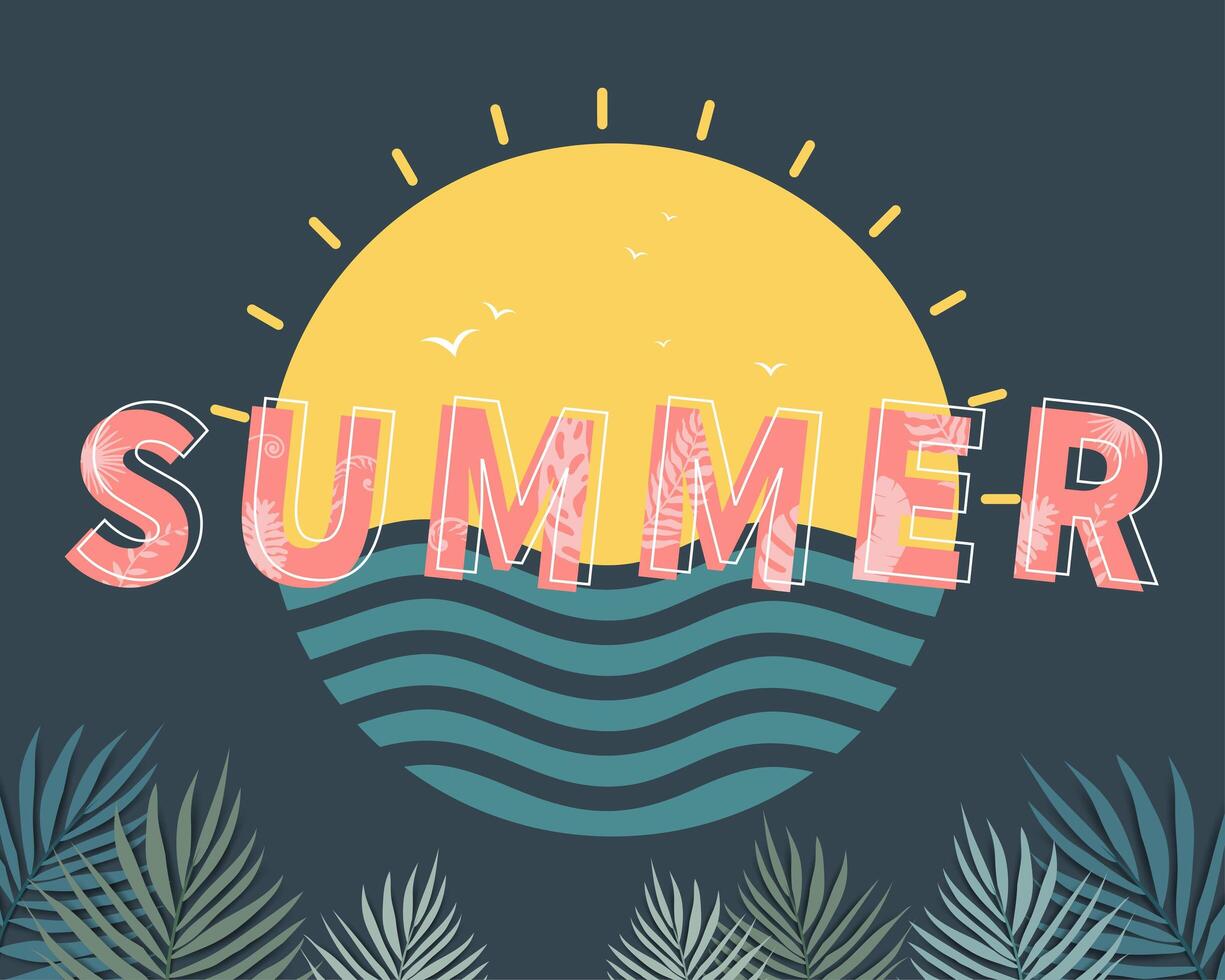 Beautiful Summer banner and poster flat card vector