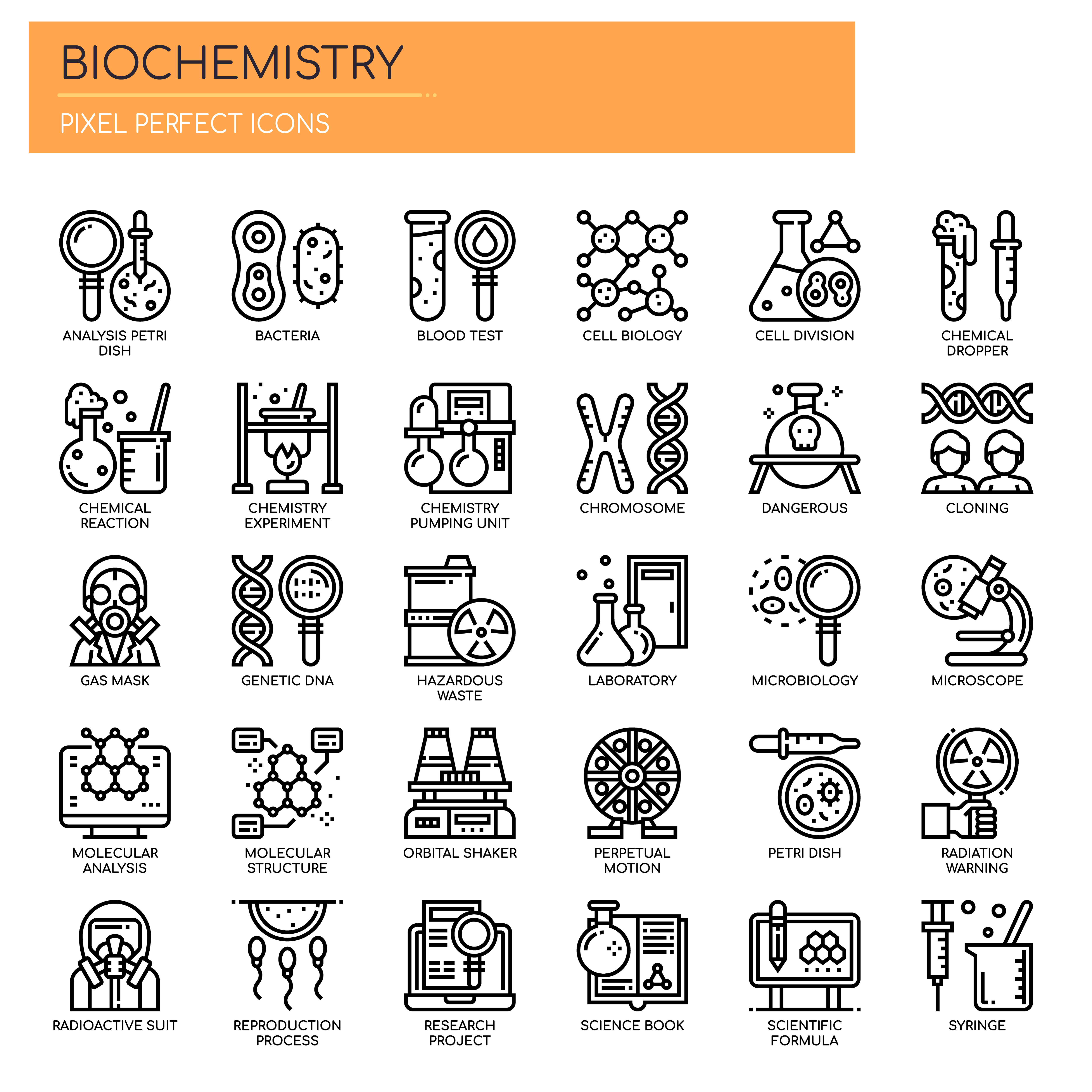 Biochemistry Elements , Thin Line and Pixel Perfect Icons 680871 Vector