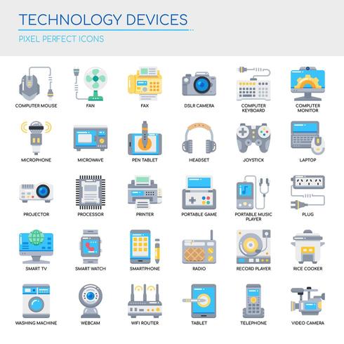 Set of Technology Devices thin line and pixel perfect icons for any web and app project.  vector