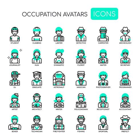 Occupation Avatars , Thin Line and Pixel Perfect Icons vector