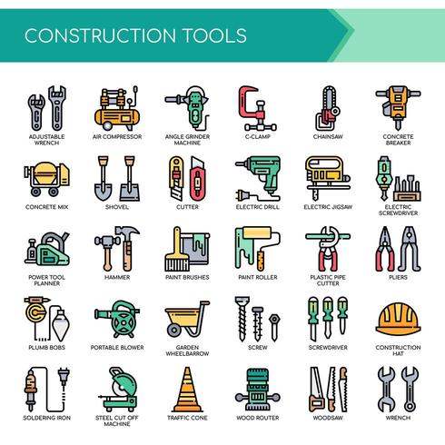 Construction Tools  Thin Line and Pixel Perfect Icons vector