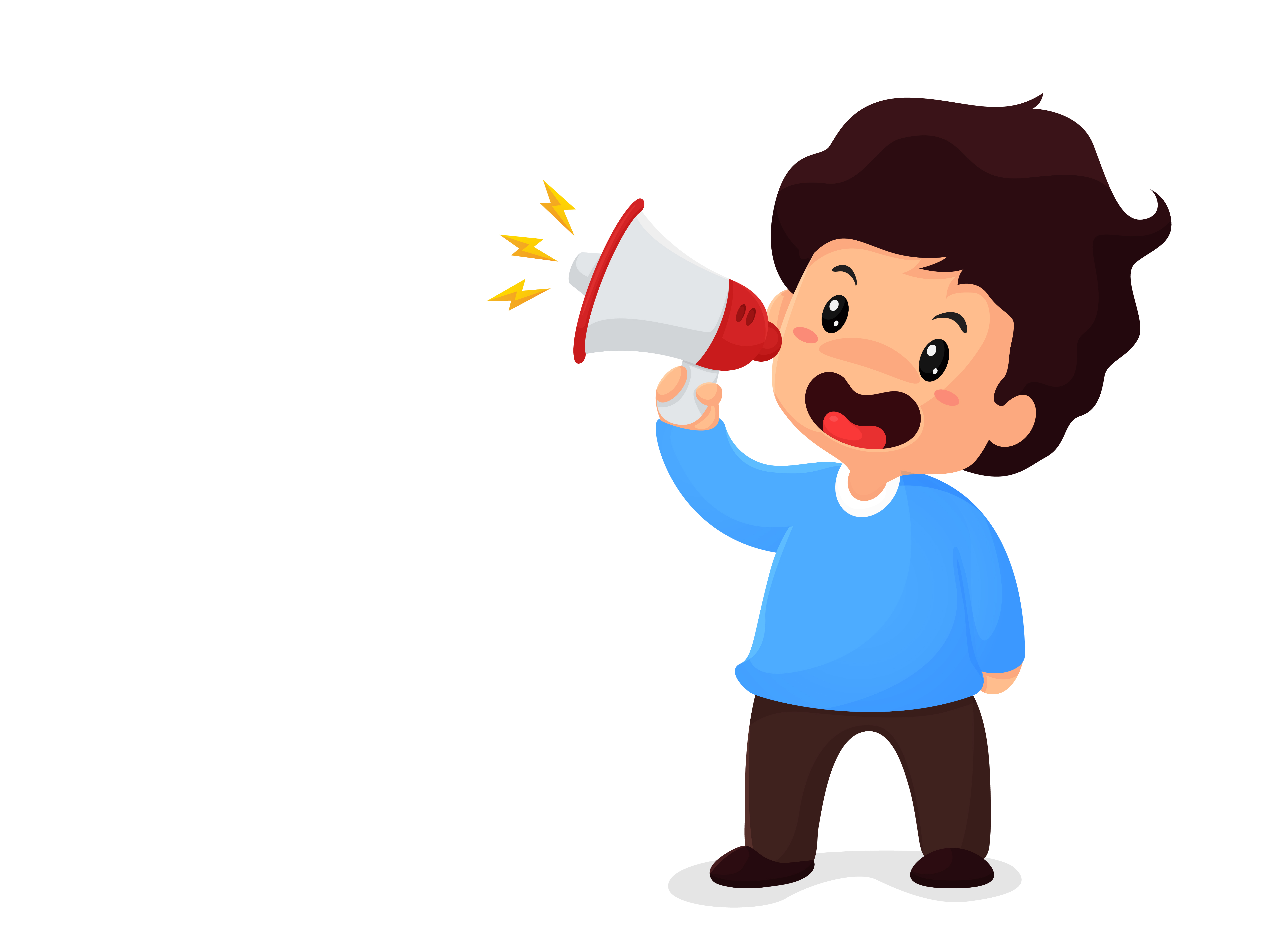 Boy holding a megaphone shouting for sale 680895 Vector Art at Vecteezy
