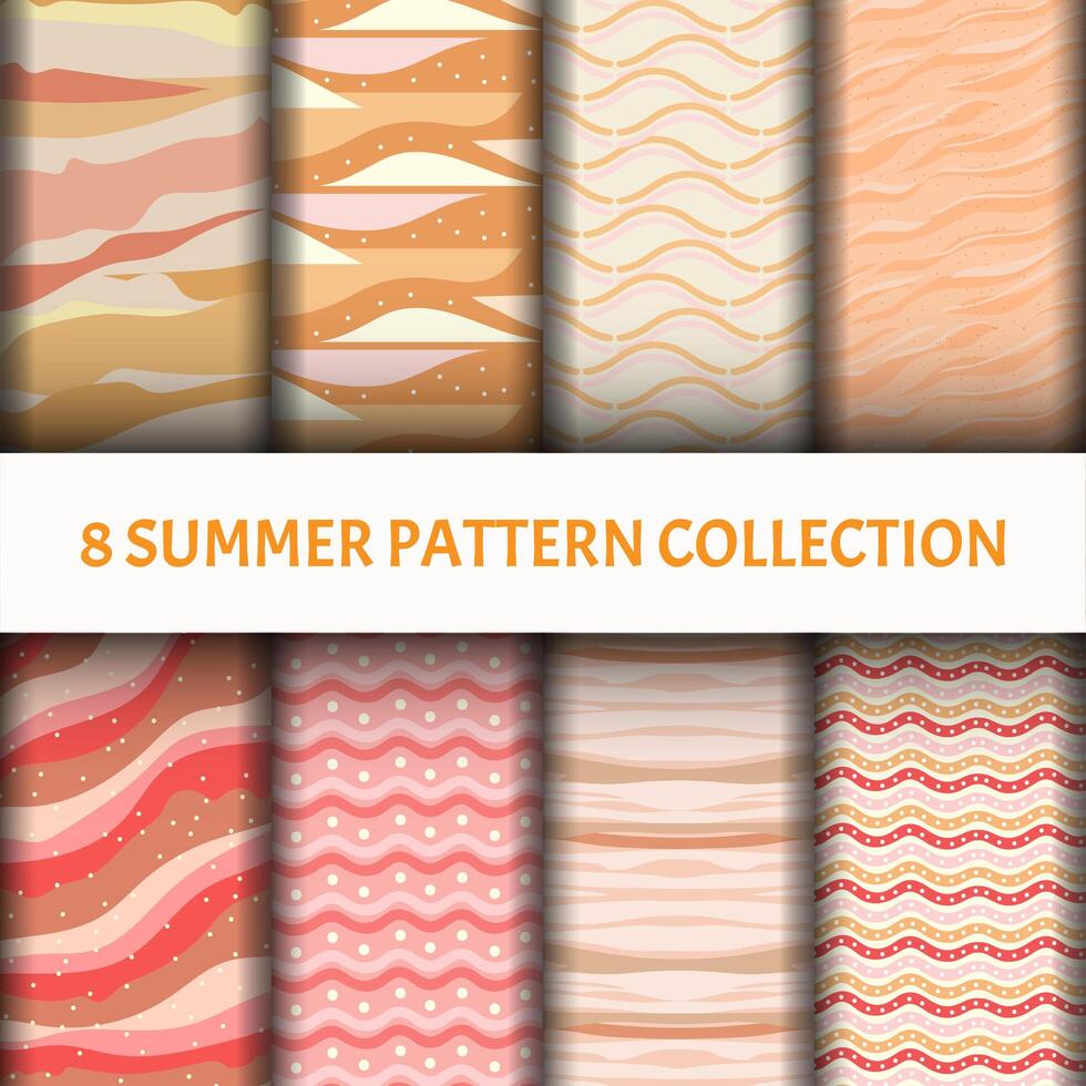 Pink and brown water wave Pattern set vector