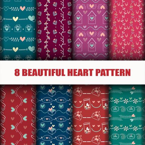 Seamless Heart collection pattern set vector