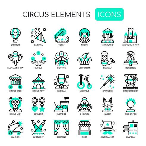 Circus Elements , Thin Line and Pixel Perfect Icons vector