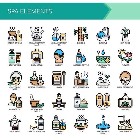 Spa Elements  Thin Line and Pixel Perfect Icons vector