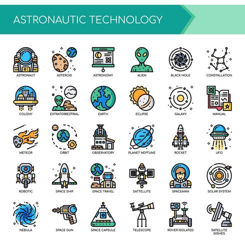 Astronáutica Thin Line y Pixel Perfect Icons vector