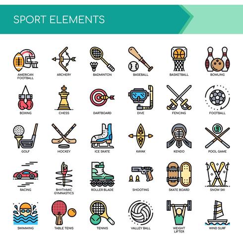 Sport Elements Thin Line y Pixel Perfect Icons vector