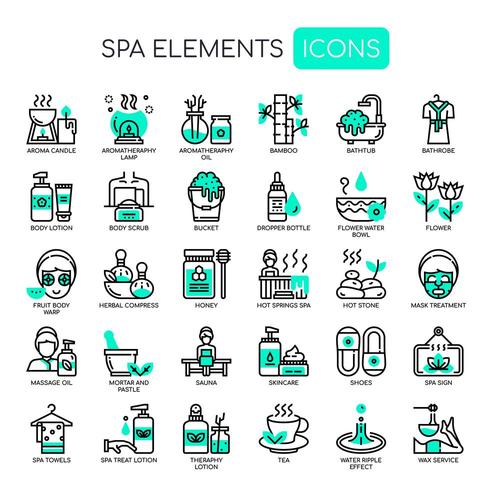 Spa Elements  Thin Line and Pixel Perfect Icons vector