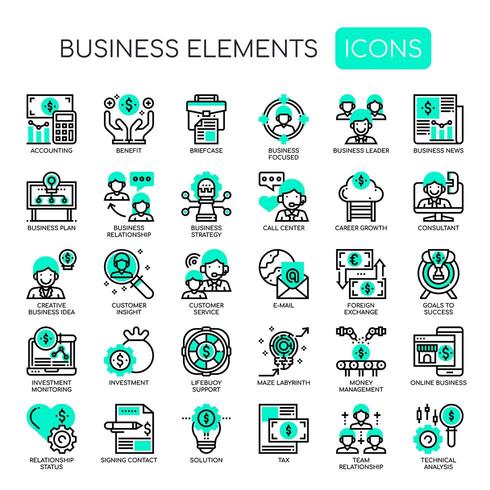 Business Elements , Thin Line and Pixel Perfect Icons vector