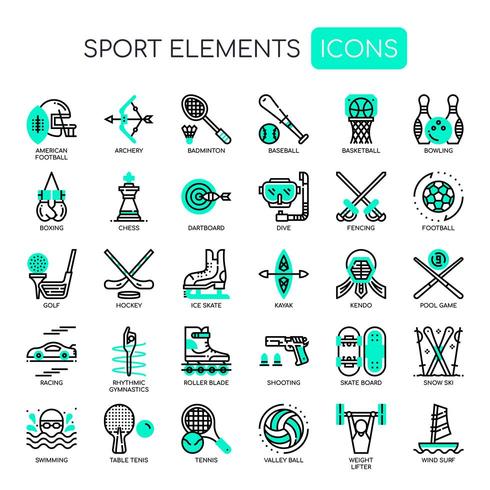 Sport Elements Thin Line y Pixel Perfect Icons vector